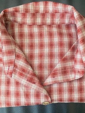 SHEIN Red Plaid Button Down Shirt Size S Lightweight Casual